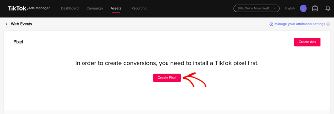 Click the Create Pixel Button Click the Create Pixel Button