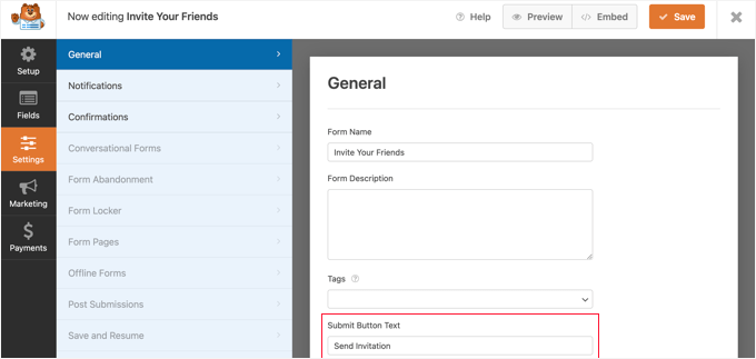 Renombrar el texto del botón