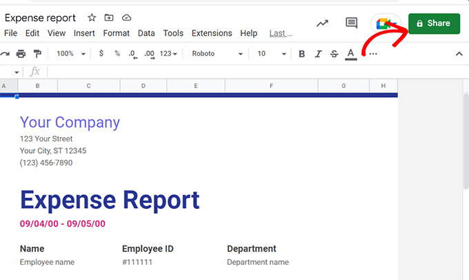 Click-on-the-share-button Click on the Share button in Google Sheets