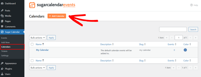 Creating a new calendar in WordPress Creating a new calendar in WordPress