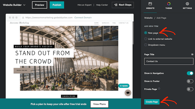 Adding more pages to a GoDaddy website using the GoDaddy builder Adding more pages to a GoDaddy website using the GoDaddy builder