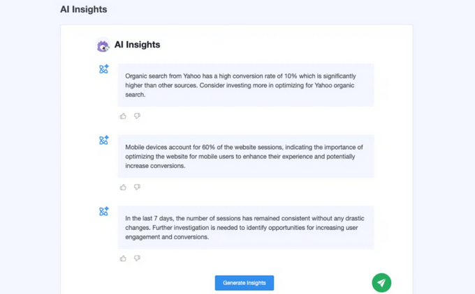 MonsterInsights AI Insights feature MonsterInsights AI Insights feature