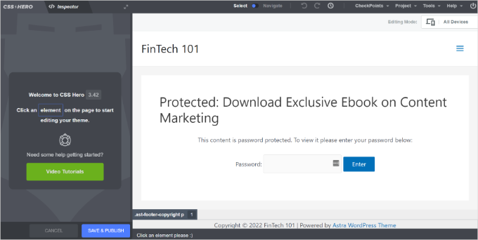 Klicka på ett element för att börja redigera