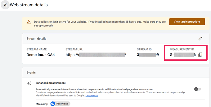 Copy measurement ID Copy measurement ID