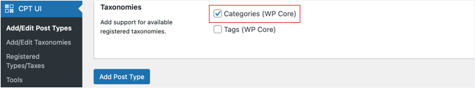 Allowing Custom Post Types to Use Categories Allowing Custom Post Types to Use Categories