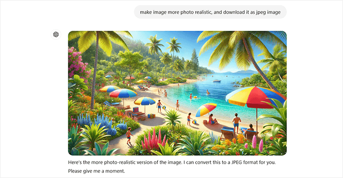 Edit your image by writing new prompt Editing the AI-generated image by giving a new prompt in ChatGPT