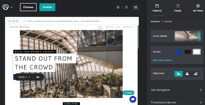 The GoDaddy website builder The GoDaddy website builder