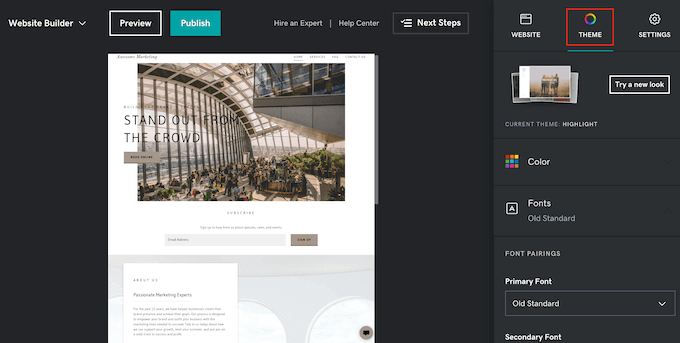Choosing a new GoDaddy theme Choosing a new GoDaddy theme