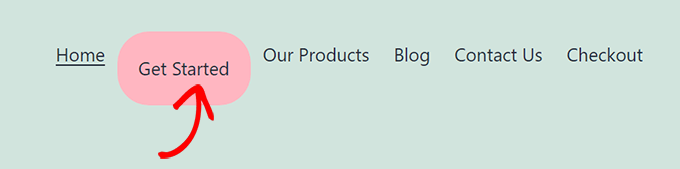 pink-menu-item Pink highlighted menu item