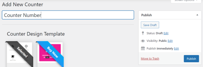 Publish your counter number Publish your counter number
