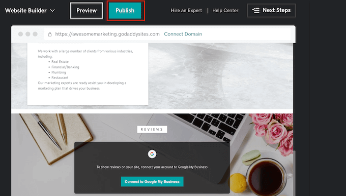 Publishing a GoDaddy website Publishing a GoDaddy website