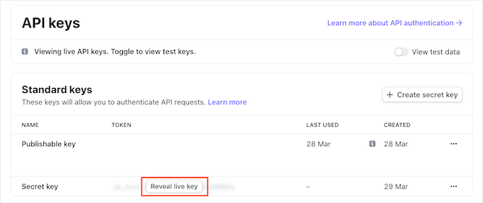 Getting the Stripe live key Getting the Stripe live key