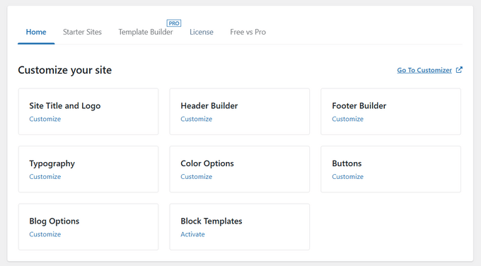 Exempel på Sydney-temats alternativpanel Exempel på Sydney-temats alternativpanel