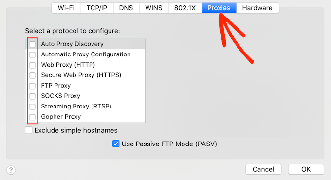 The proxy server settings The proxy server settings