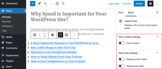 Configura el widget desde el panel de configuración derecho