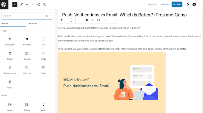 The WordPress post editor The WordPress post editor