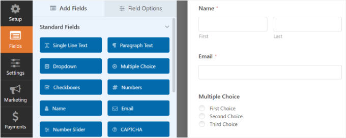 Add a multiple choice field Add a multiple choice field