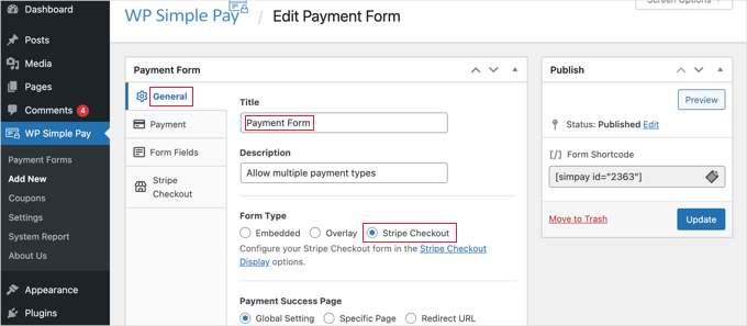 Give Your New Payment Form a Name and Description Give Your New Payment Form a Name and Description