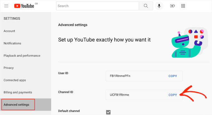 A YouTube channel ID A YouTube channel ID