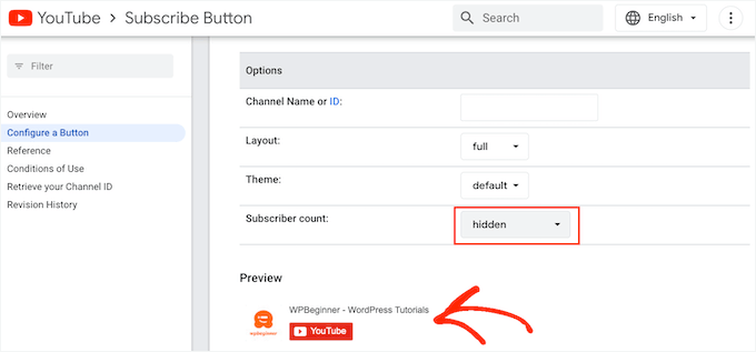 Hiding the subscriber count in a YouTube subscriber button Hiding the subscriber count in a YouTube subscriber button