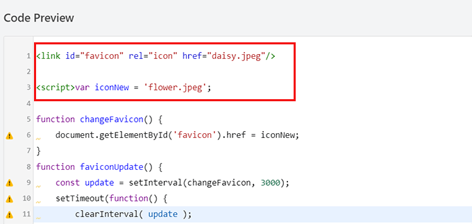 Change favicon image links Change favicon image links