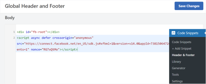 Add first code to header section Add first code to header section