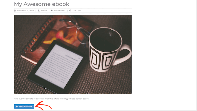 Eine Jetzt-kaufen-Schaltfläche, erstellt mit Easy Digital Downloads