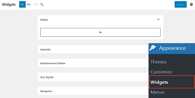 Välj widgetområde Välj widgetområde