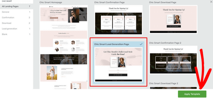 Click the Apply Template button Click the Apply Template button