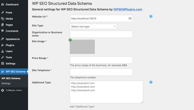 Configuring the schema plugin on a per-page basis