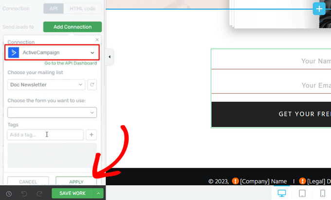 Apply email service provider connection in Thrive Architect Apply email service provider connection in Thrive Architect