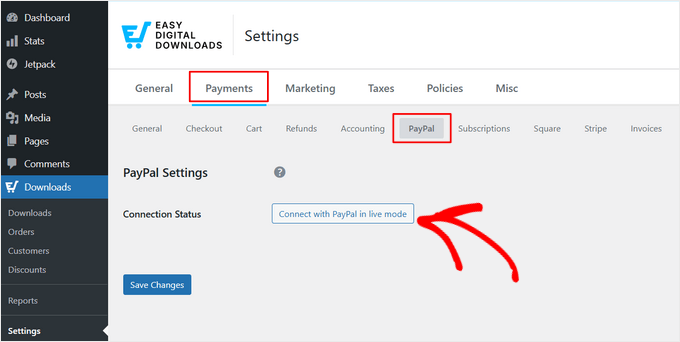 Configuring the PayPal payment gateway