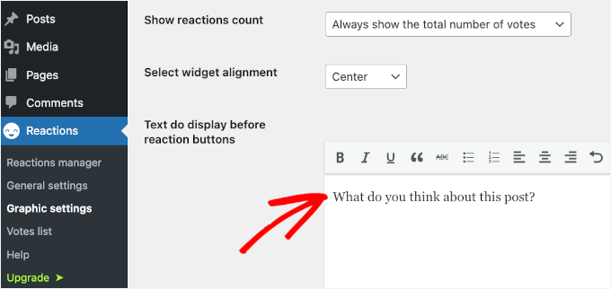 Adding a question before reaction buttons
