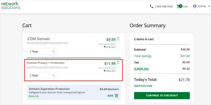 Purchase domain privacy