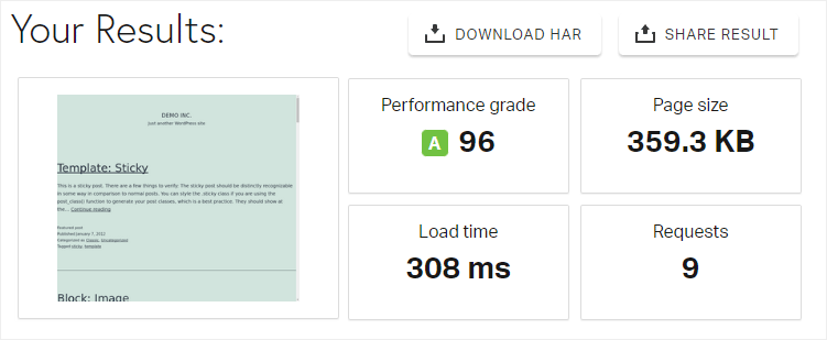 Fasthosts speed test result from Pingdom