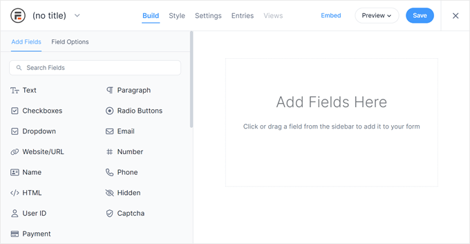 Hur Formidable Forms-redigeraren ser ut Hur Formidable Forms-redigeraren ser ut