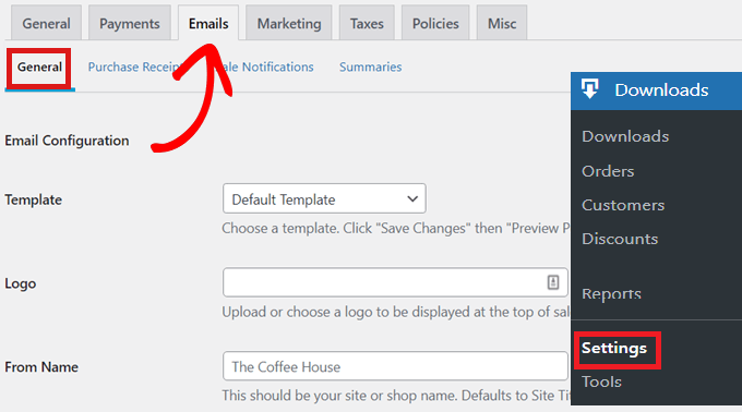 go-to-downloads-for-email-settings Go to Downloads for Emails settings