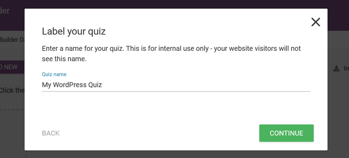 Ange ett namn för ditt quiz i Thrive Quiz Builder Ange ett namn för ditt quiz i Thrive Quiz Builder