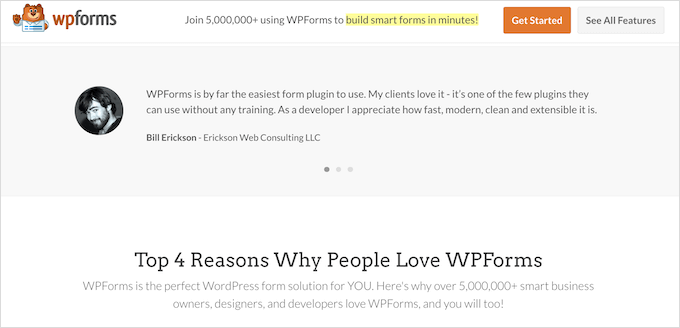 WPFormsの肯定的なレビュー WPFormsの肯定的なレビュー