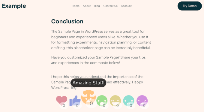 livewebsite-dareactions-revampedbuttons Customized Da Reactions buttons on a live website