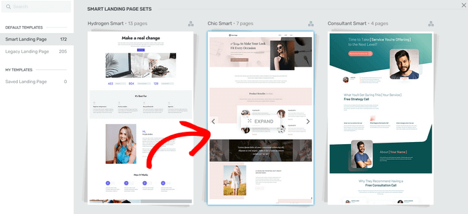 Choose a landing page template in Thrive Architect Choose a landing page template in Thrive Architect