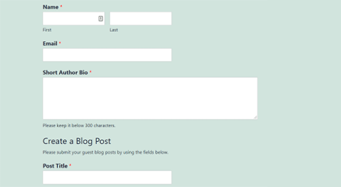 Post submission form preview Post submission form preview