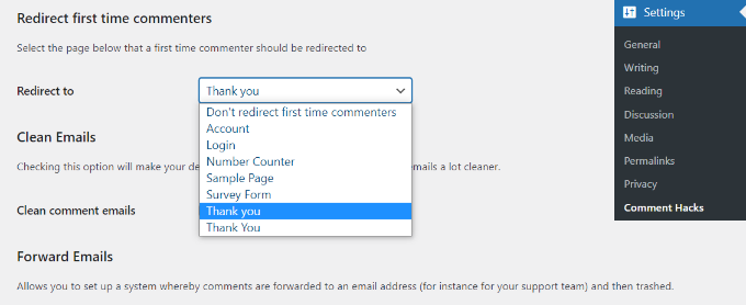 Redirect users to thank you page on comment submission Redirect users to thank you page on comment submission