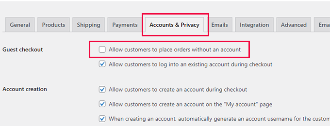 Require users to create an account Require users to create an account