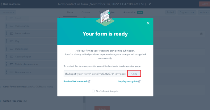shortcode-popup Copy the shortcode
