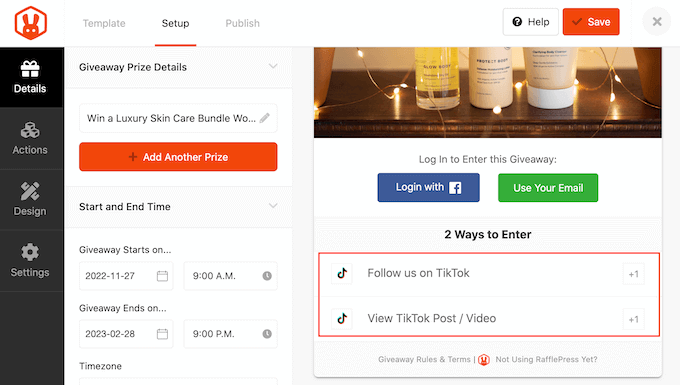 Ajouter des actions à un concours WordPress