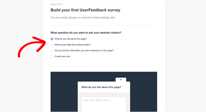 Choose question for your first UserFeedback survey Choose question for your first UserFeedback survey