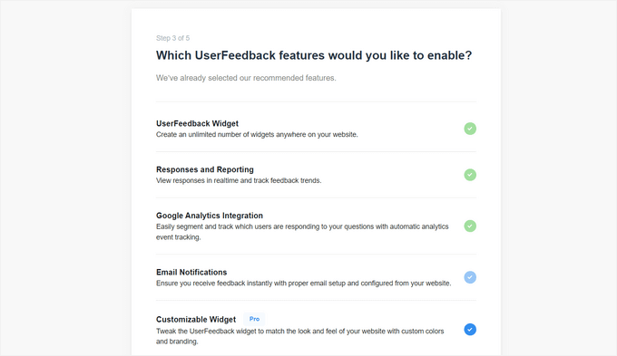 Enable UserFeedback features Enable UserFeedback features