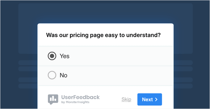UserFeedback popup poll example UserFeedback popup poll example