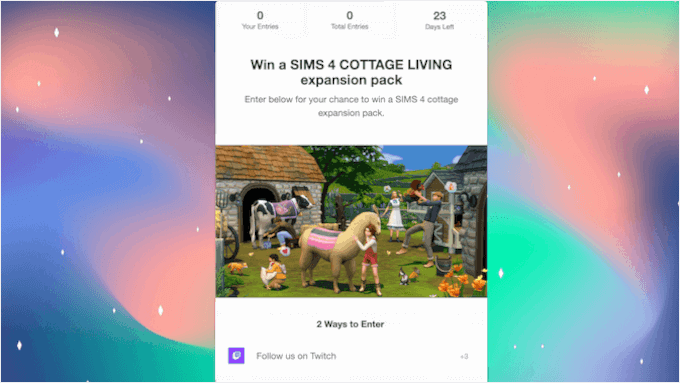 A Twitch giveaway, created using RafflePress and WordPress